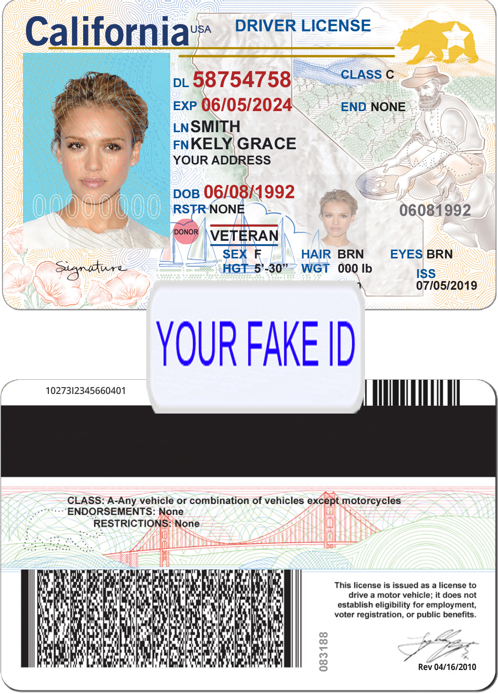 California Fake ID Template – V2 – Your Fake ID Templates
