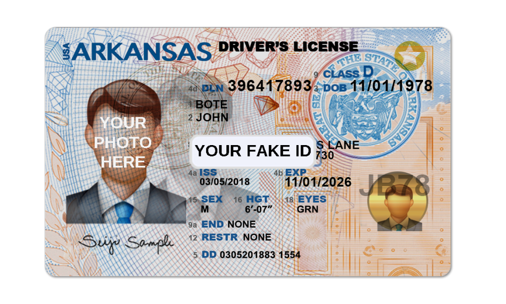 Arkansas Fake Drivers License Template